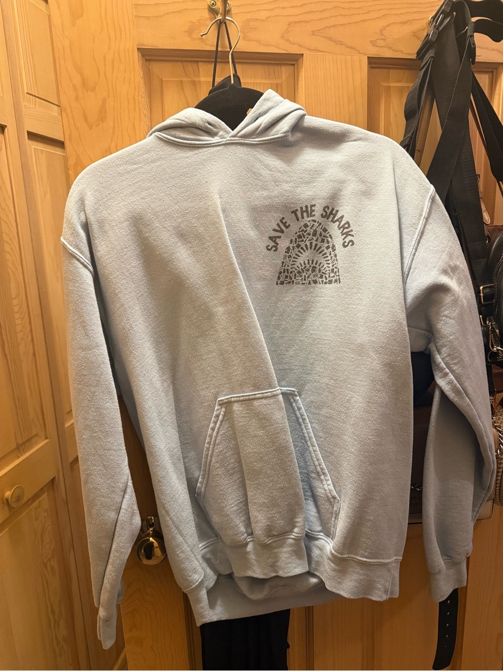 Gildan Pale Blue "Save The Sharks" Pullover Hoodie